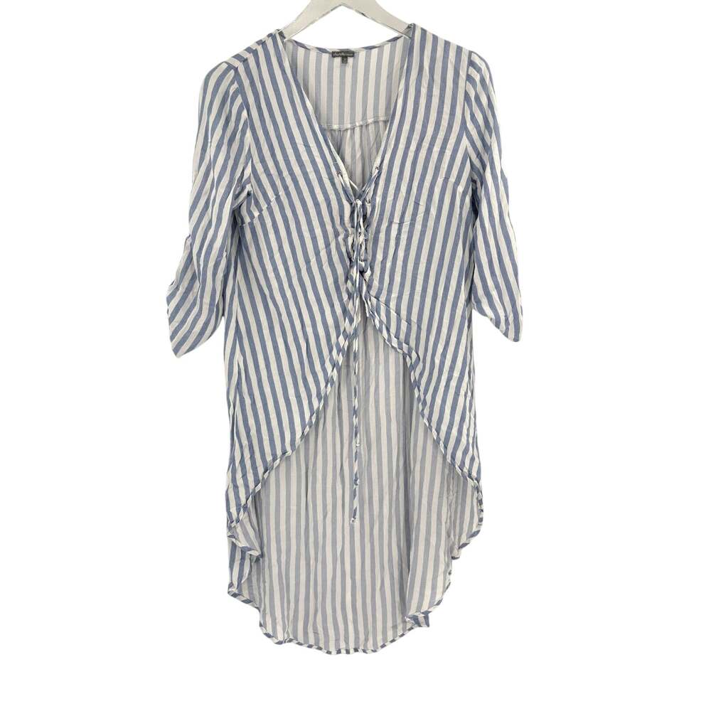 CHARLOTTE RUSSE Top Size M Tunic Blue White Stripe Light Resort Wear